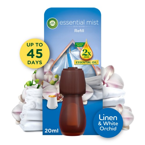 Airwick Linen & White Orchid Essential Mist, Single Refill
