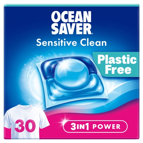 OceanSaver Plastic Free 30 Sensitive Non-Bio Washing Capsules Sea Salt