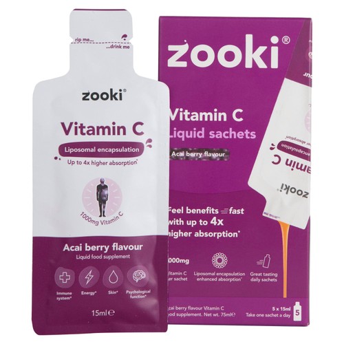 Zooki Liposomal Vitamin C 1,000mg, Acai Berry Sachets