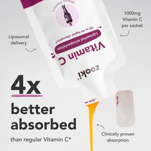 Zooki Liposomal Vitamin C 1,000mg, Acai Berry Sachets thumbnail 2