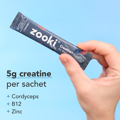Zooki Creatine+ For Men, Powder Sachets, Wild Berry Flavour thumbnail 4