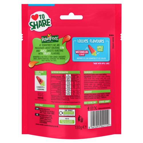 Rowntree's Sour Watermelon Lollies Pouch thumbnail 3