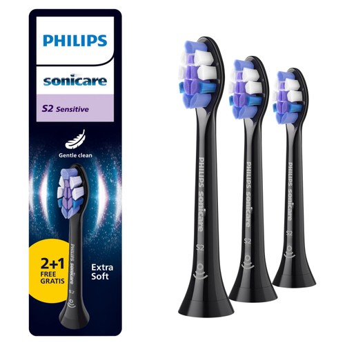 Philips Sonicare Brush Heads S2 Black 2+1 Pack thumbnail 2
