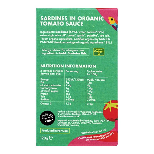 Fish 4 Ever Whole Sardines in Organic Tomato Sauce thumbnail 2