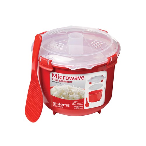 Sistema Plastic Microwave Rice Steamer, Red 2.6L