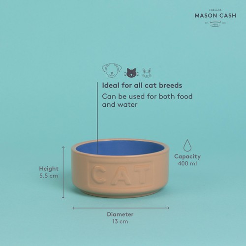 Mason Cash Cane/Blue Lettered Cat Bowl 13cm thumbnail 6