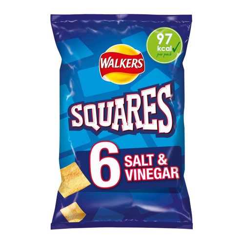 Walkers Squares Salt & Vinegar Multipack Snacks Crisps 6x22g thumbnail 3