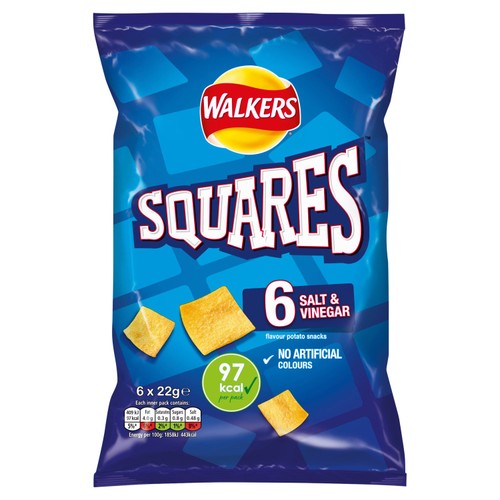 Walkers Squares Salt & Vinegar Multipack Snacks Crisps 6x22g thumbnail 4