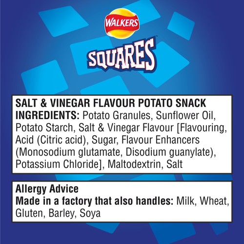 Walkers Squares Salt & Vinegar Multipack Snacks Crisps 6x22g thumbnail 7