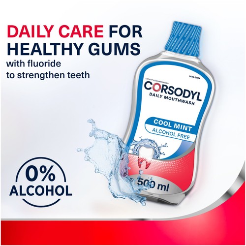 Corsodyl Gum Care Mouthwash Alcohol Free Daily Cool Mint thumbnail 3
