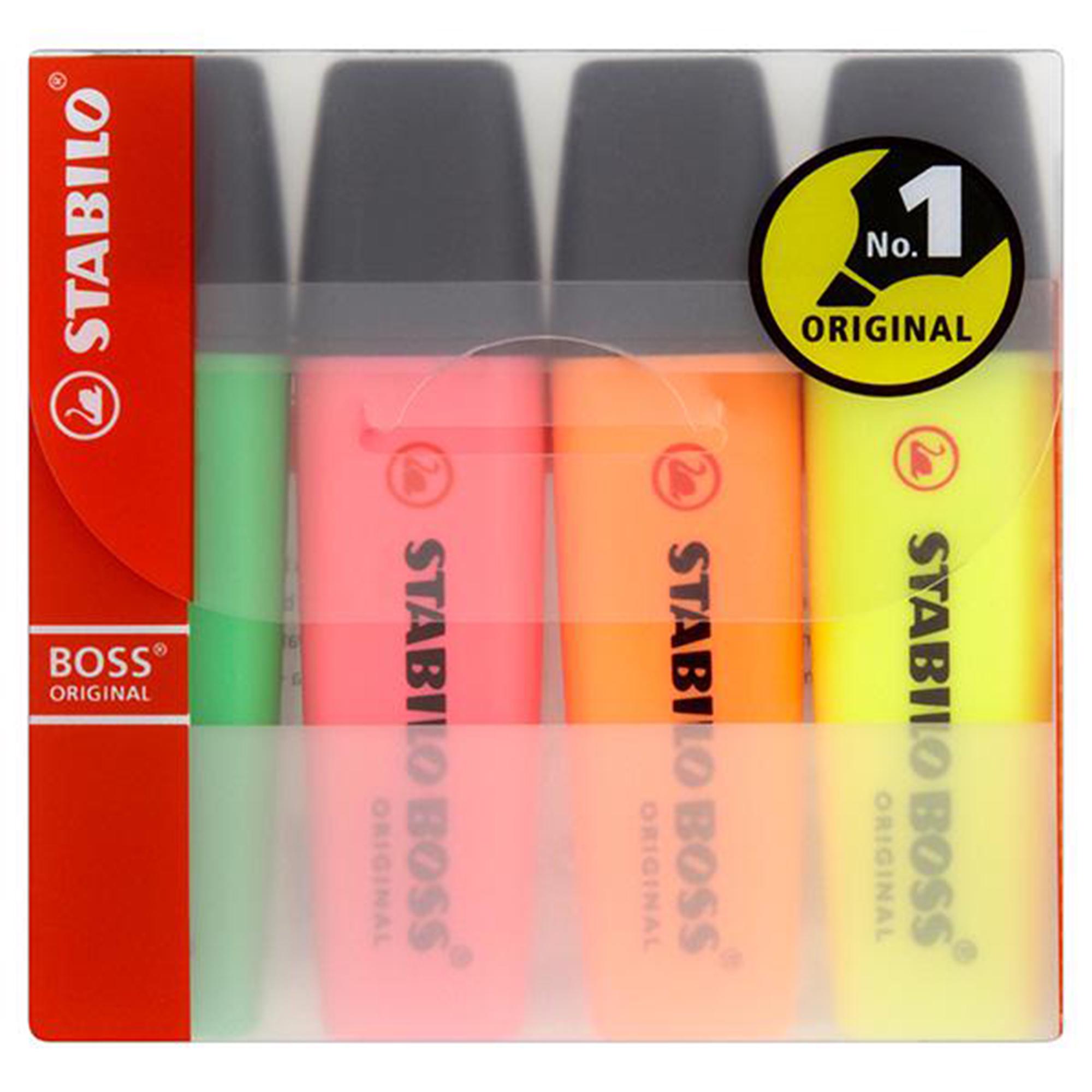 STABILO BOSS ORIGINAL Highlighter wallet of 4 assorted colours
