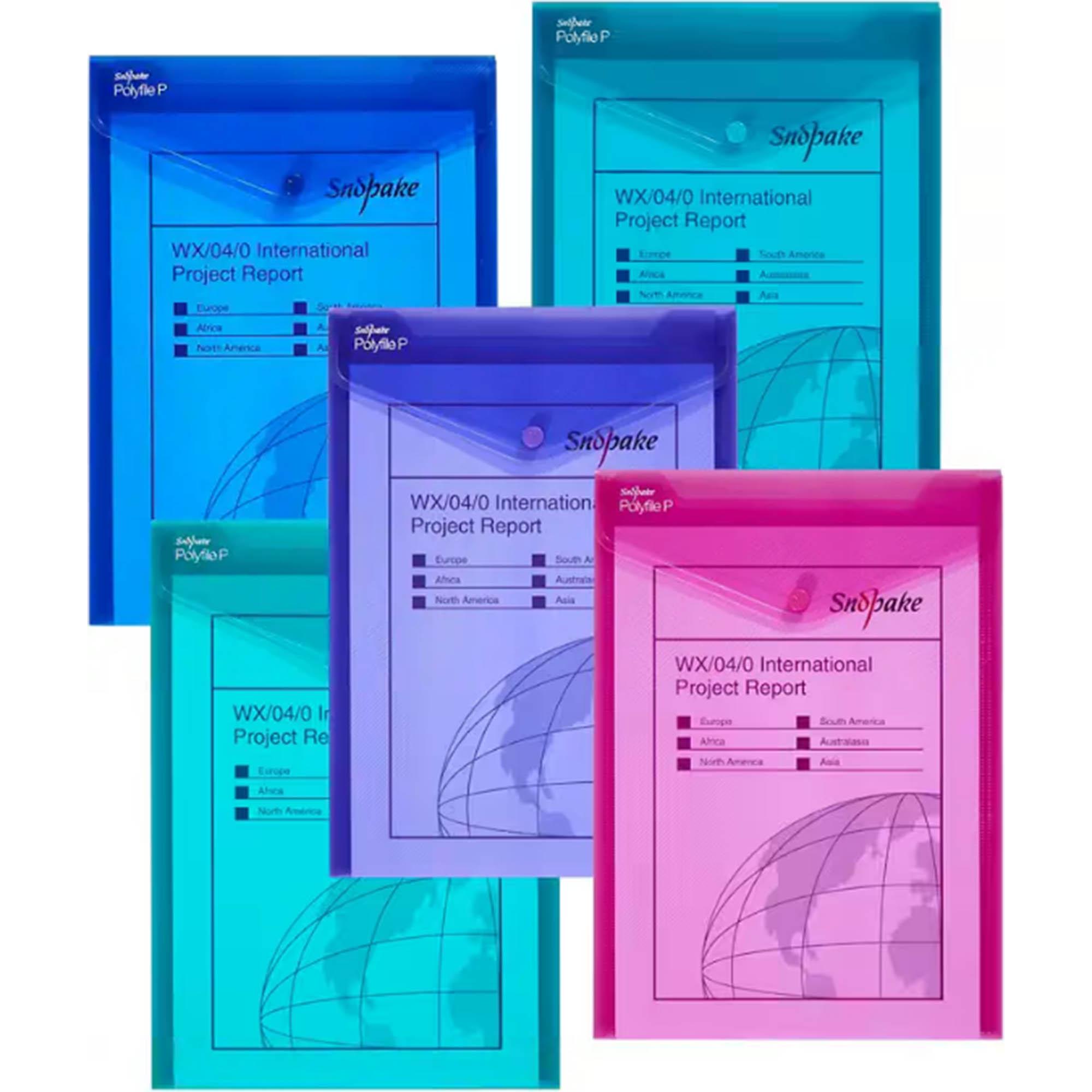 Snopake Pack of 5 A4 Assorted Polyfile Document Wallet Electra thumbnail 2