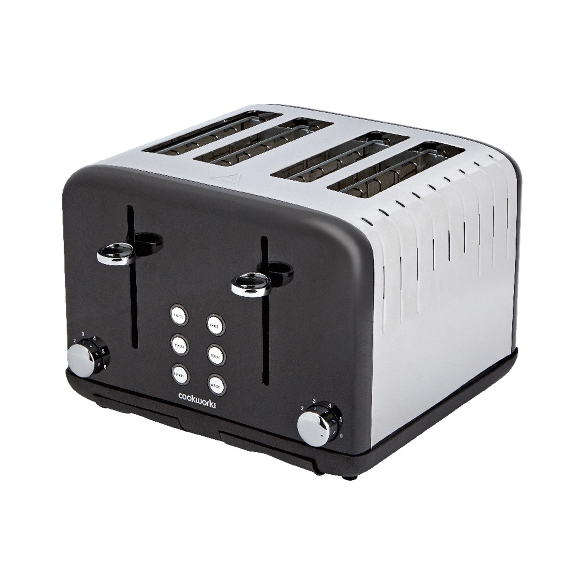 Cookworks Metal Pyramid 4 Slice Toaster Black