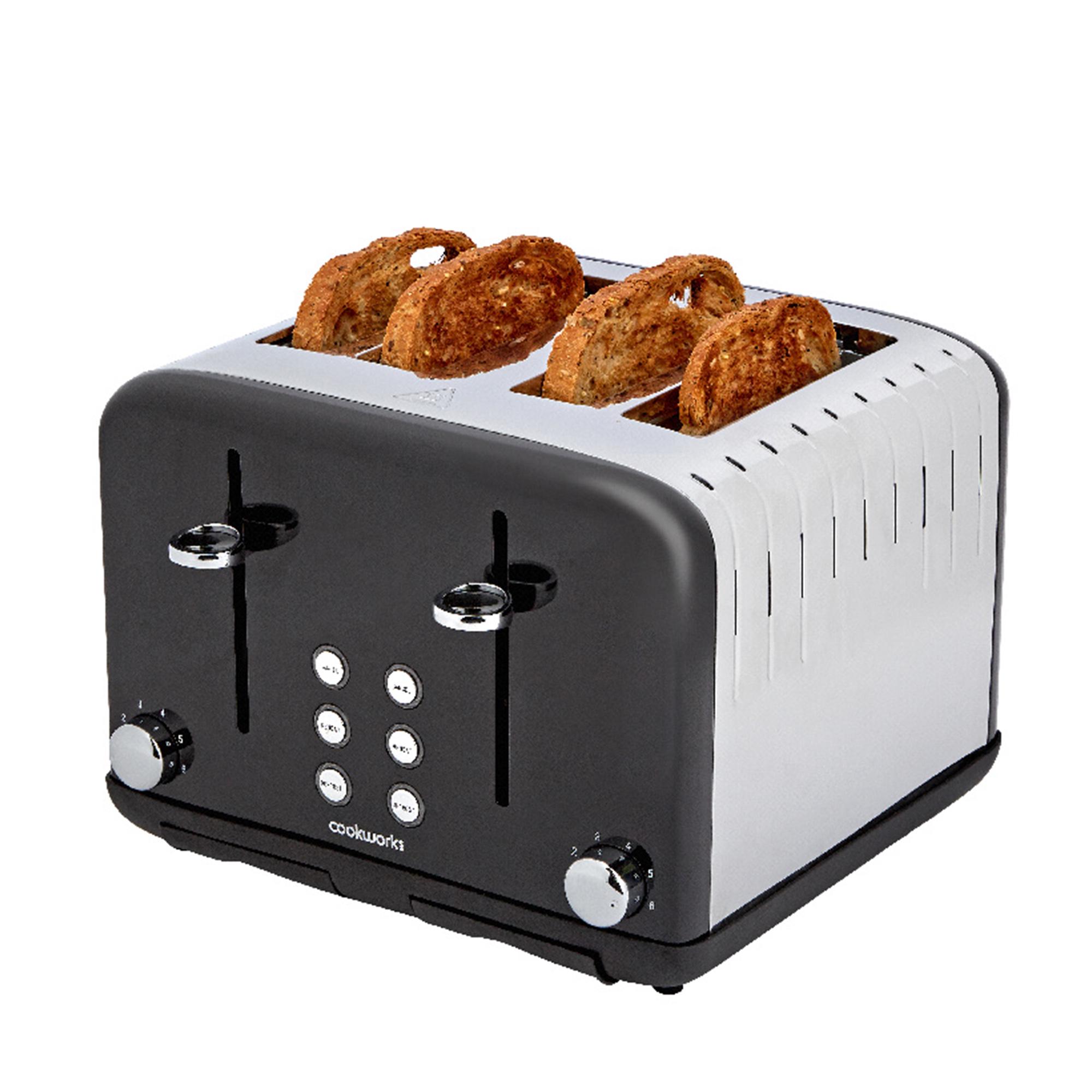 Cookworks Metal Pyramid 4 Slice Toaster Black thumbnail 2