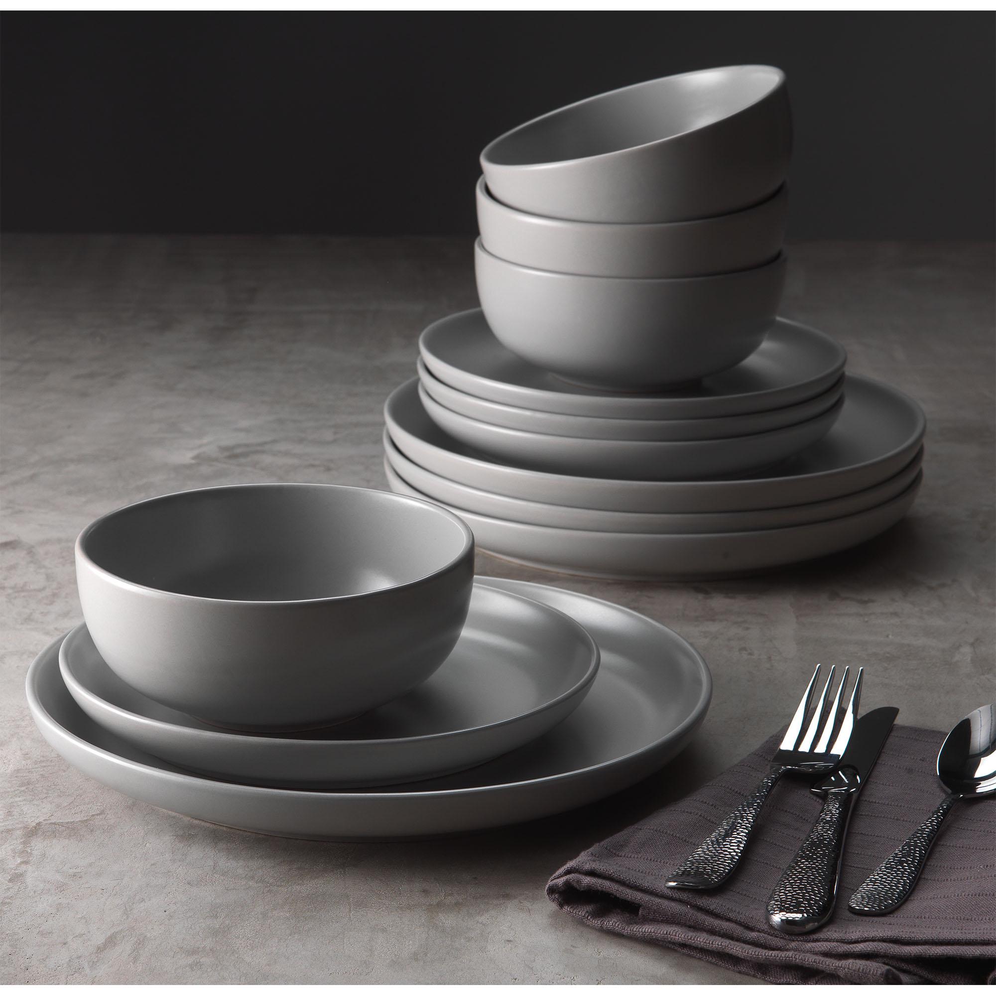 Habitat 12pc Matte Grey Dinner Set thumbnail 4