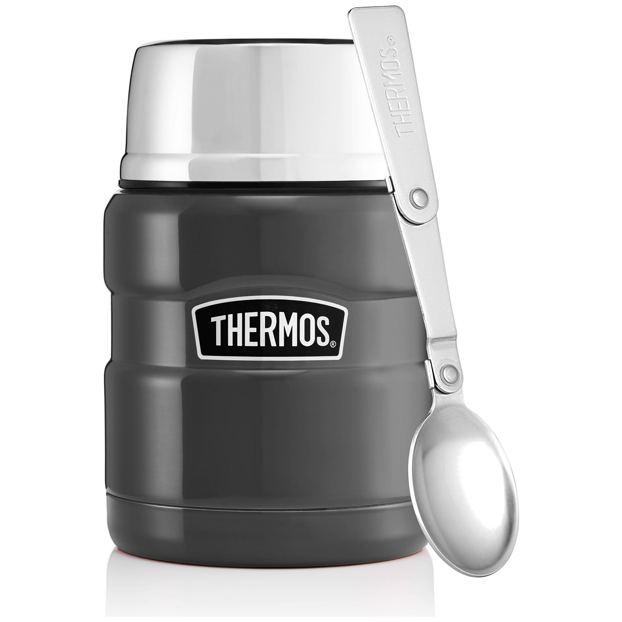Thermos Stainless Steel King Gun Metal Food Flask - 470ml thumbnail 5
