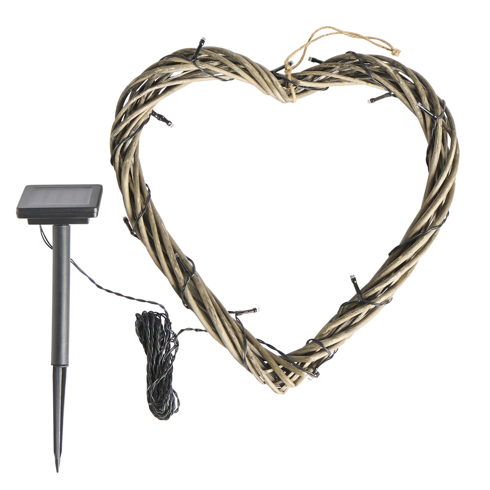 Garden by Sainsbury's Solar Wicker Heart 35cm
