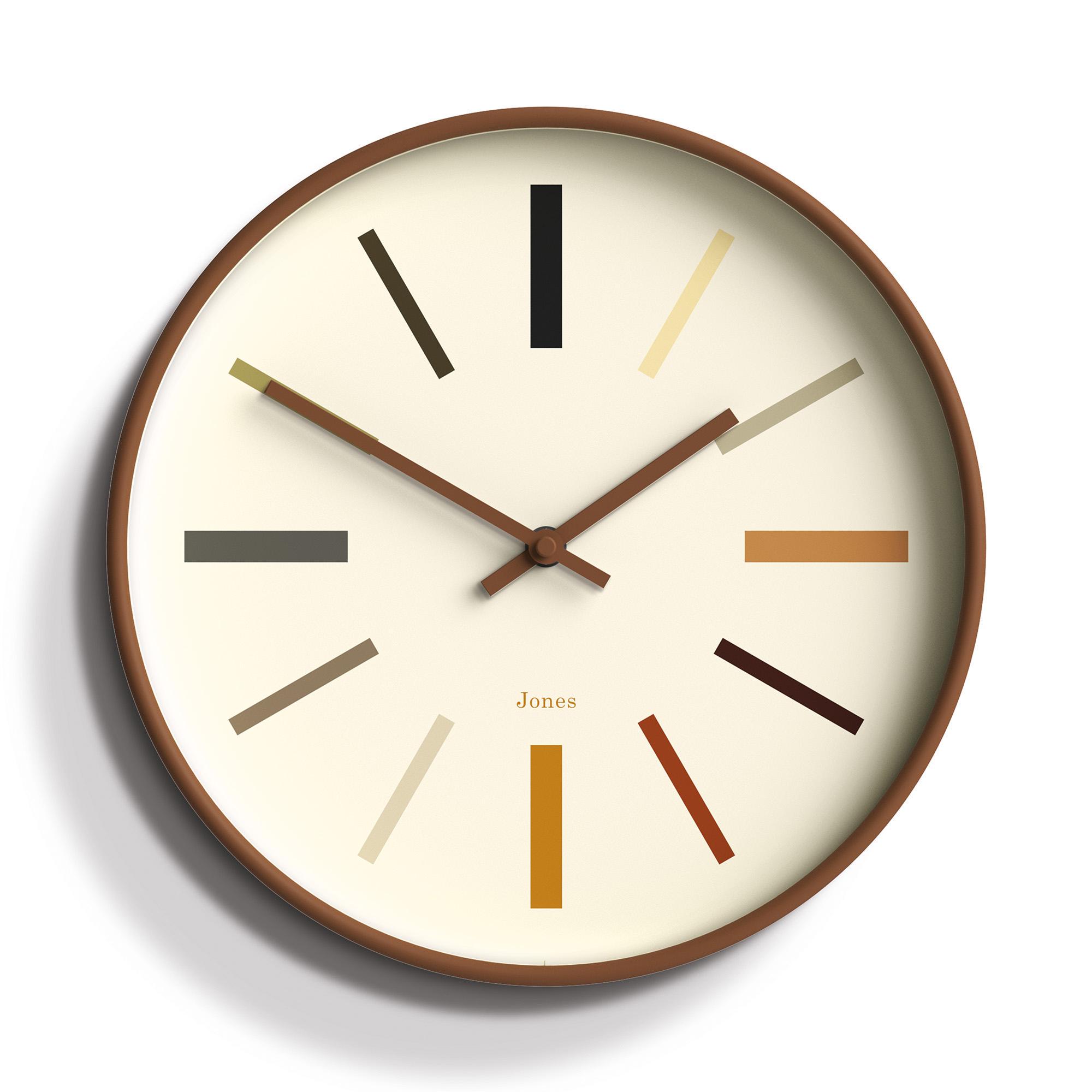 Jones Clock Marker Analogue Wall Clock - Kiwi Brown