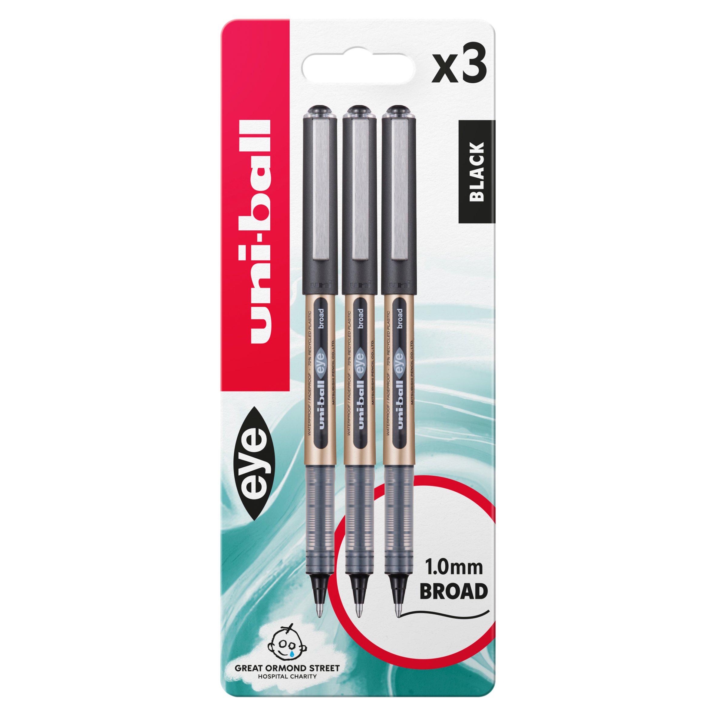 Uni-ball Eye Broad Rose Gold Black Ink 3pk