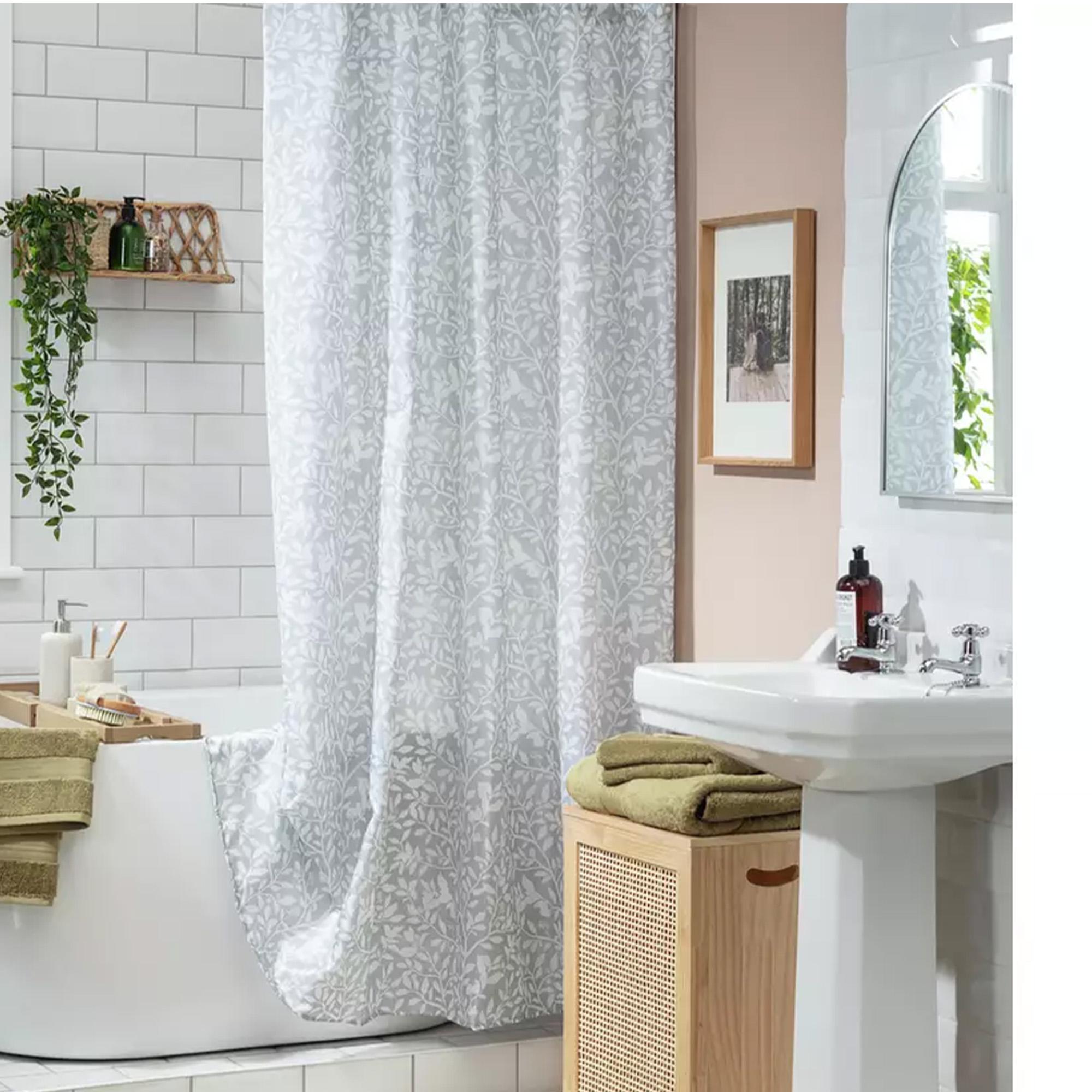 Sainsbury's Home Floral Print Shower Curtain - Grey