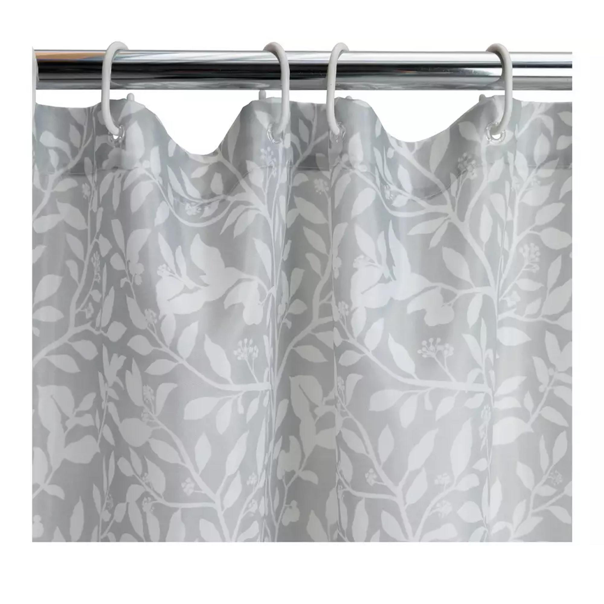 Sainsbury's Home Floral Print Shower Curtain - Grey thumbnail 2