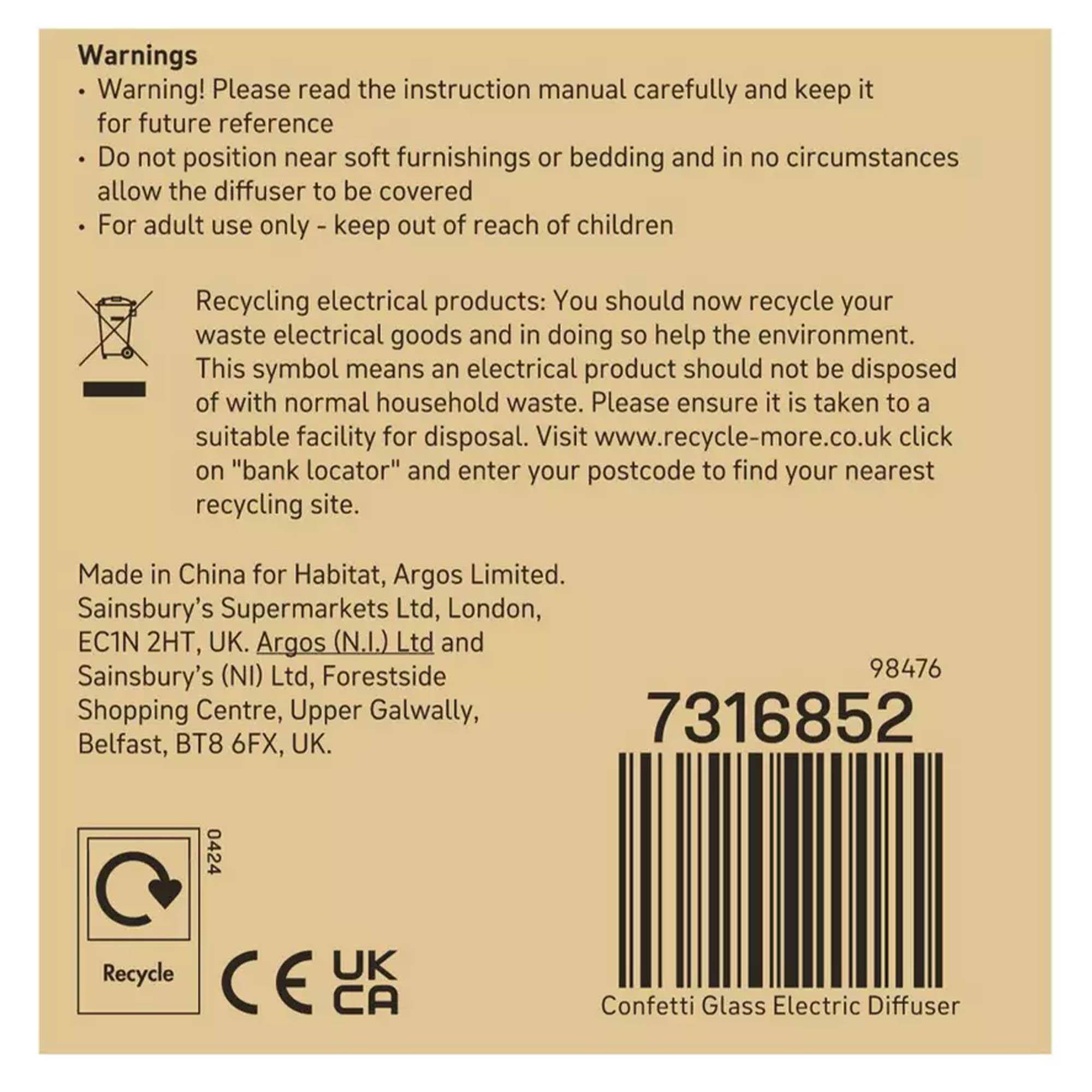 Habitat Confetti Glass Electric Diffuser - White thumbnail 4