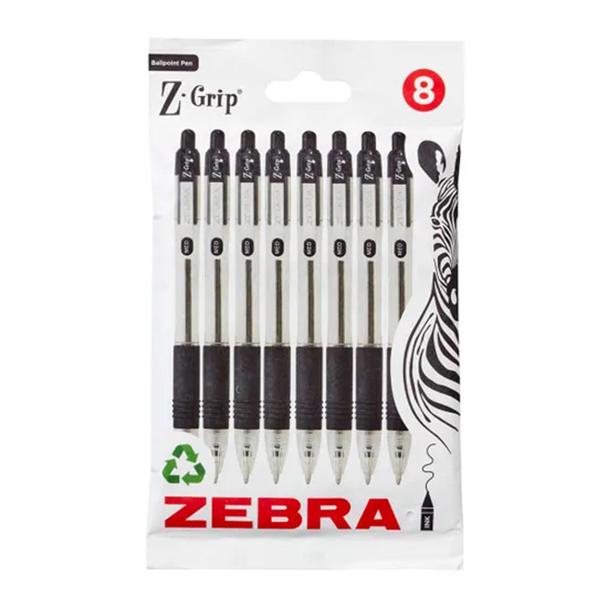 Zebra Stationery Zgrip Retractable Ballpoint Pens Black 8 Pack