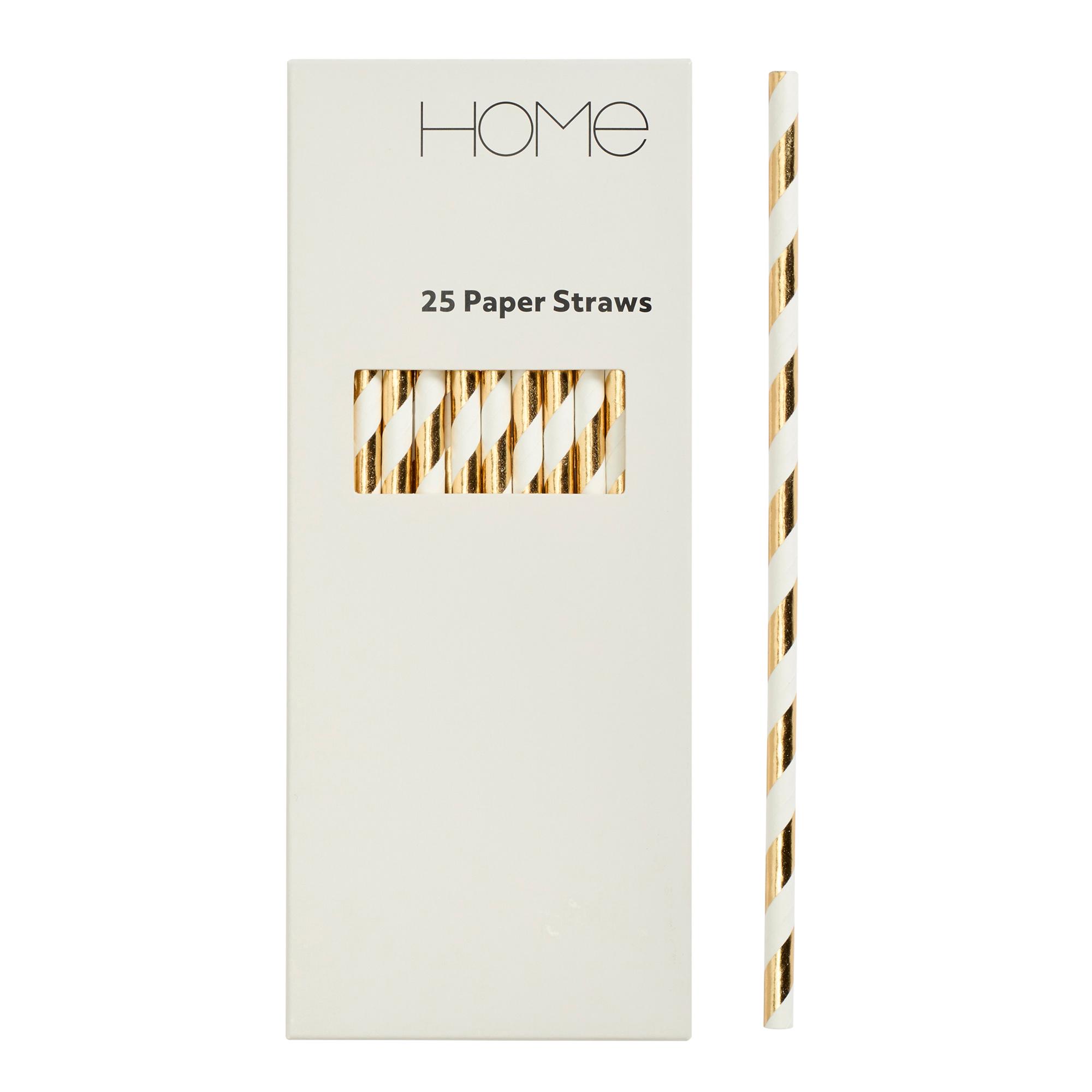 Sainsbury's Home Pack of 25 Gold Spot Paper Straws