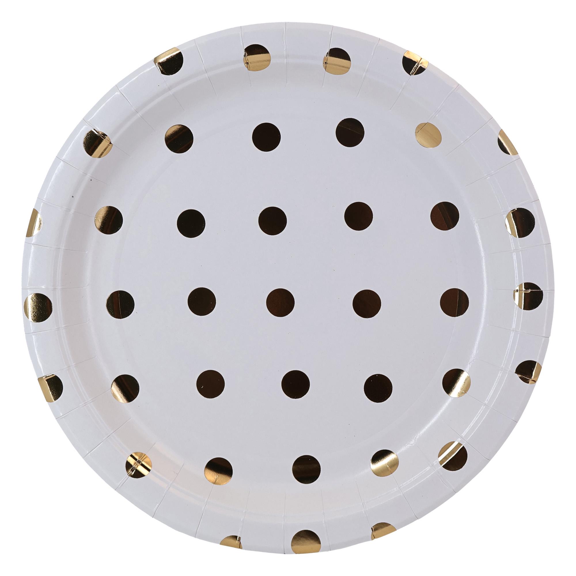 Sainsbury's Home Pack of 10 Gold Spot White Paper Plates - 23cm