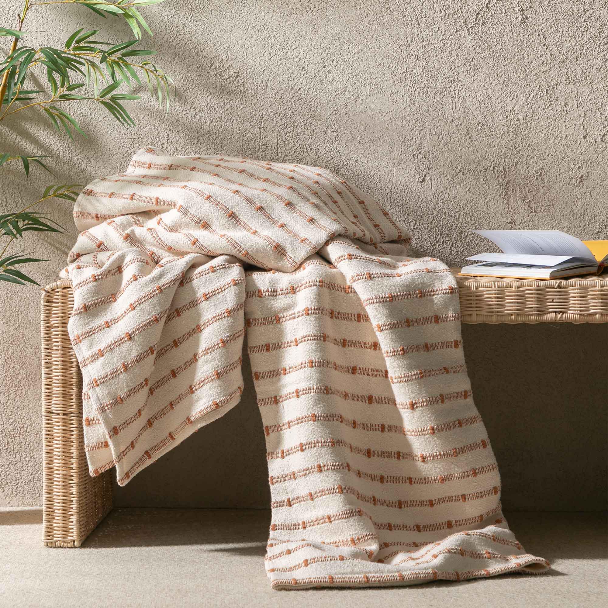 Habitat Global Throw - Neutral & Rust - 200x220