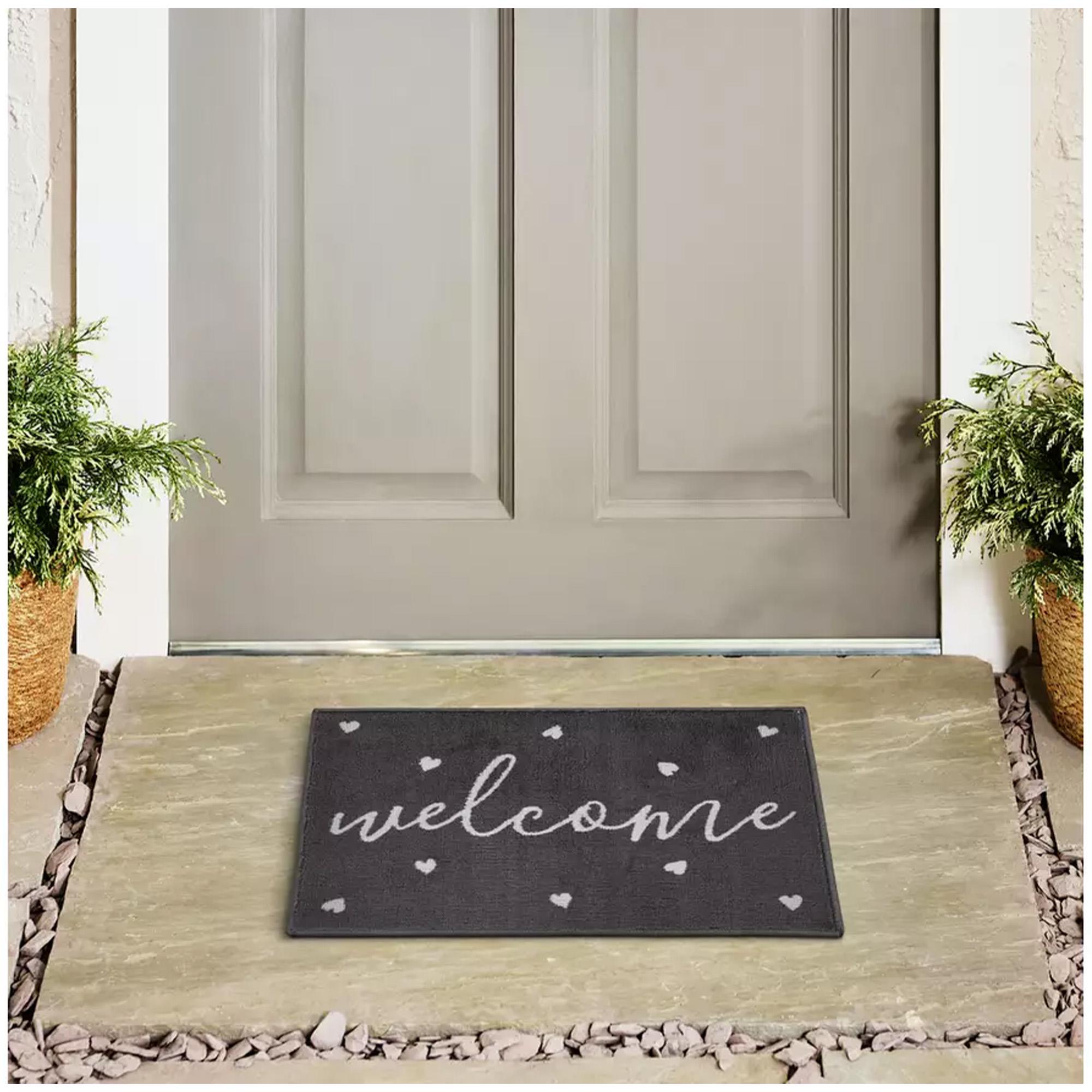 Sainsbury's Home Ditsy Heart Washable Cut Pile Doormat - 57x40cm