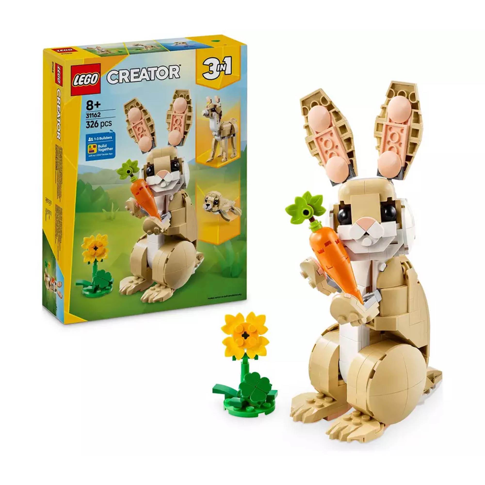 LEGO Creator 3in1 Cute Bunny Toy, Animal Figure Set 31162
