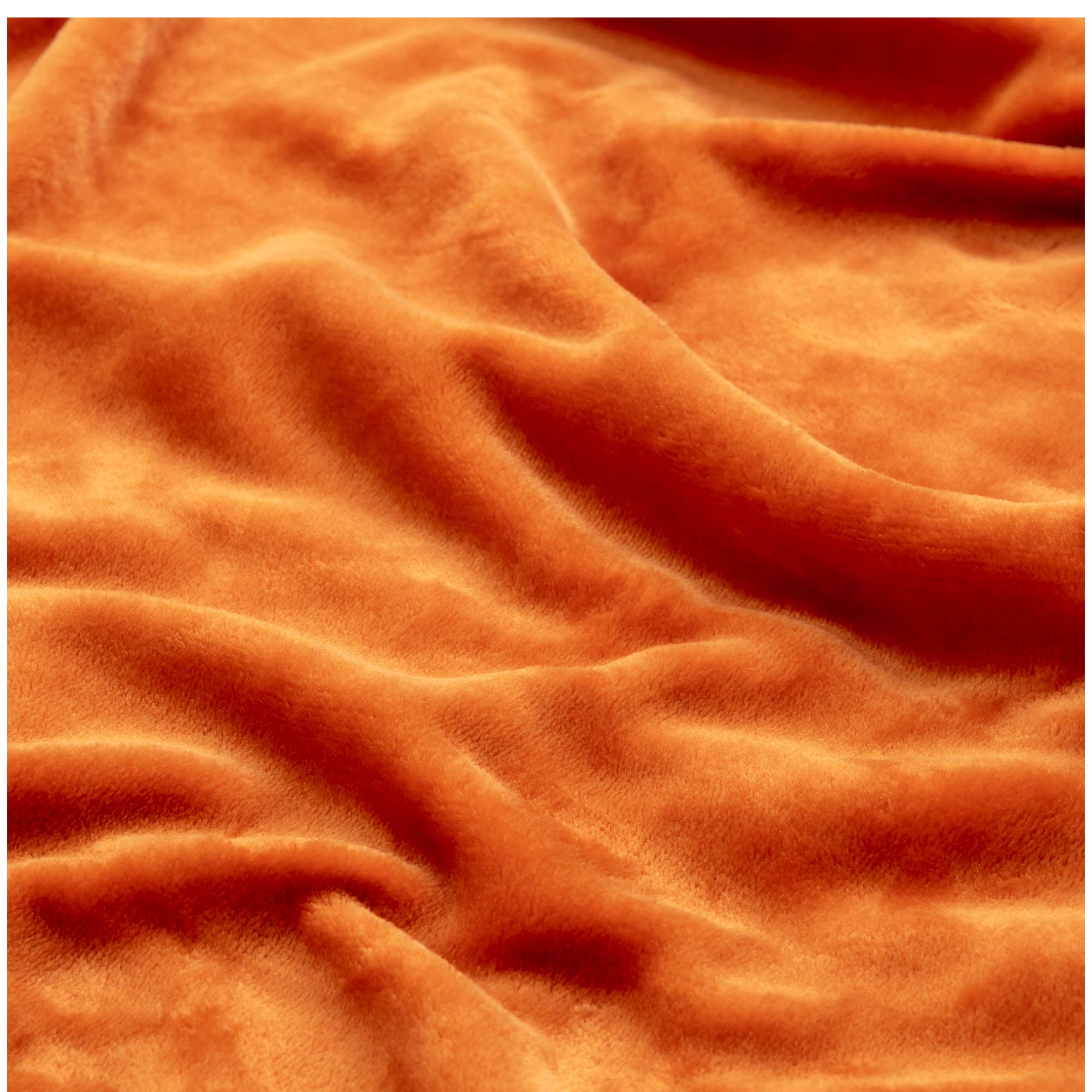 Sainsbury's Home Fleece Throw - Orange - 125x150 thumbnail 2