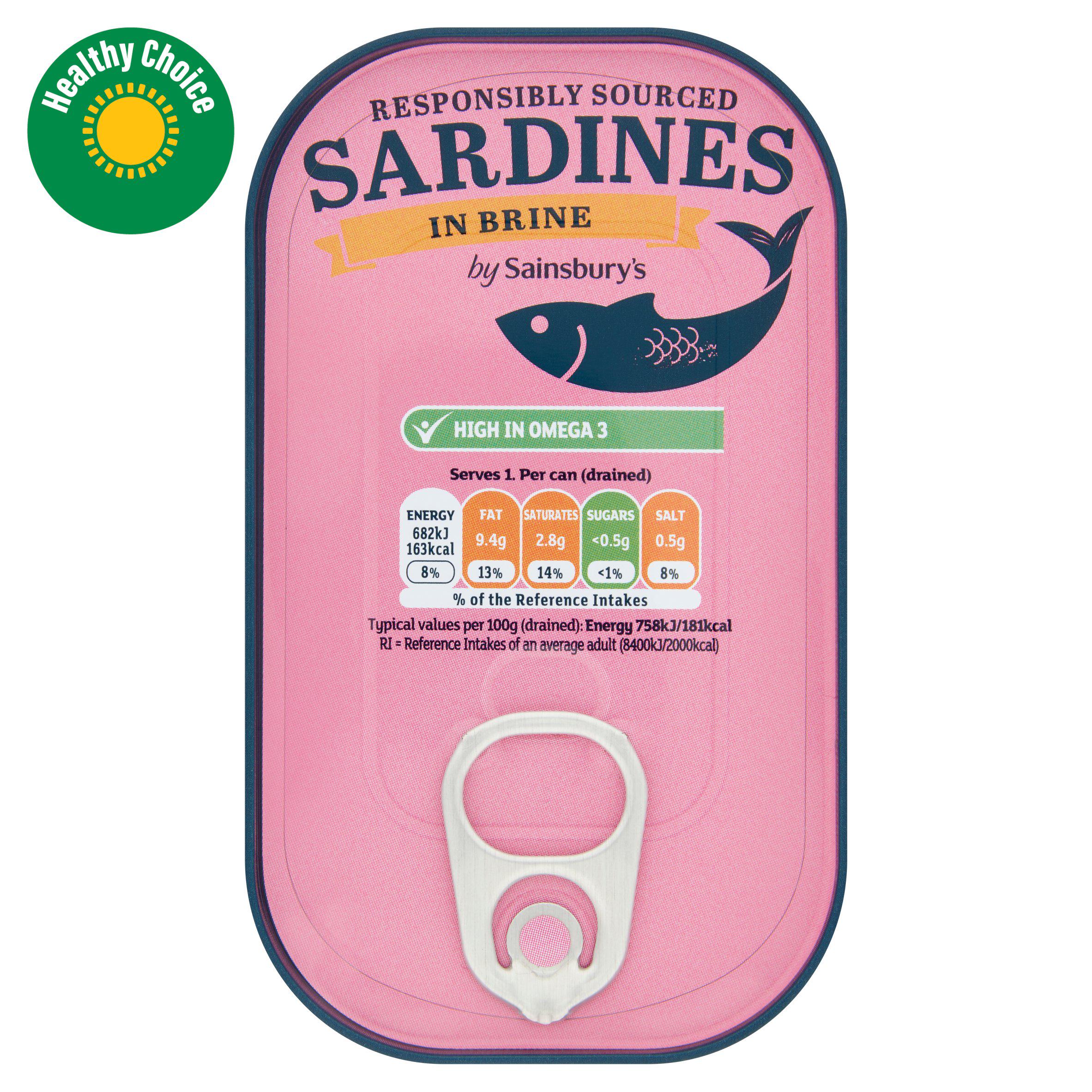 Sainsbury's Sardines in Brine 120g (90g*)