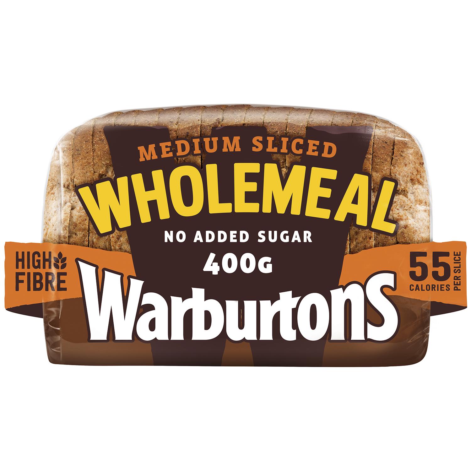 Warburtons Medium Sliced Wholemeal Bread 400g thumbnail 2