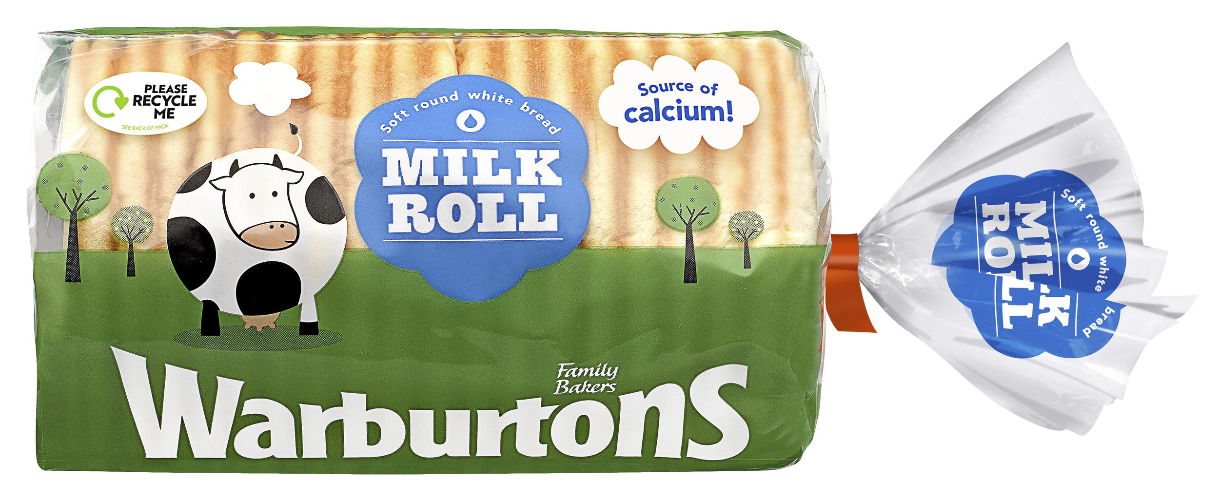 Warburtons Milk Roll Soft Medium Sliced White Bread 400g thumbnail 2