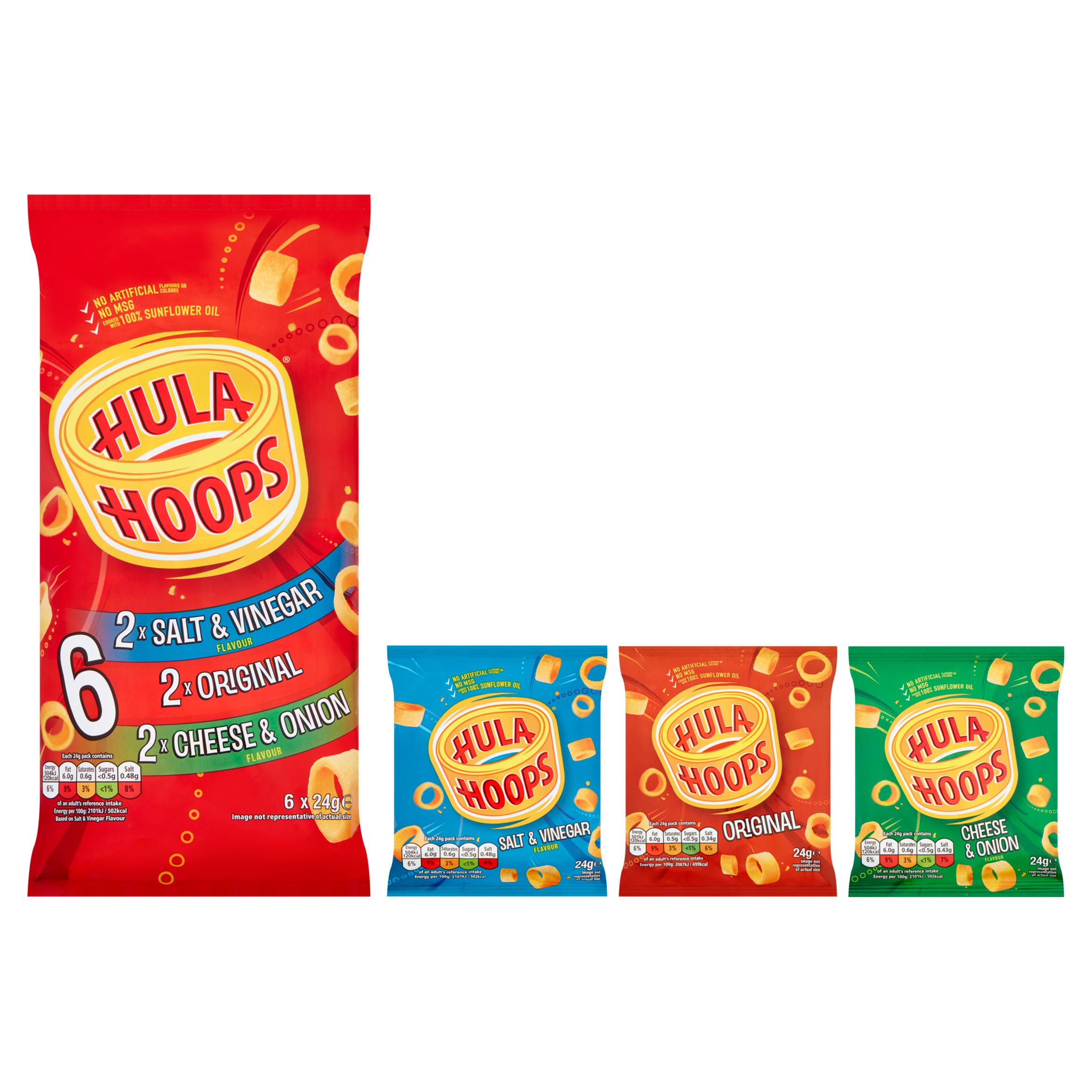 Hula Hoops Variety Pack Potato Ring Crisps 6x24g thumbnail 2