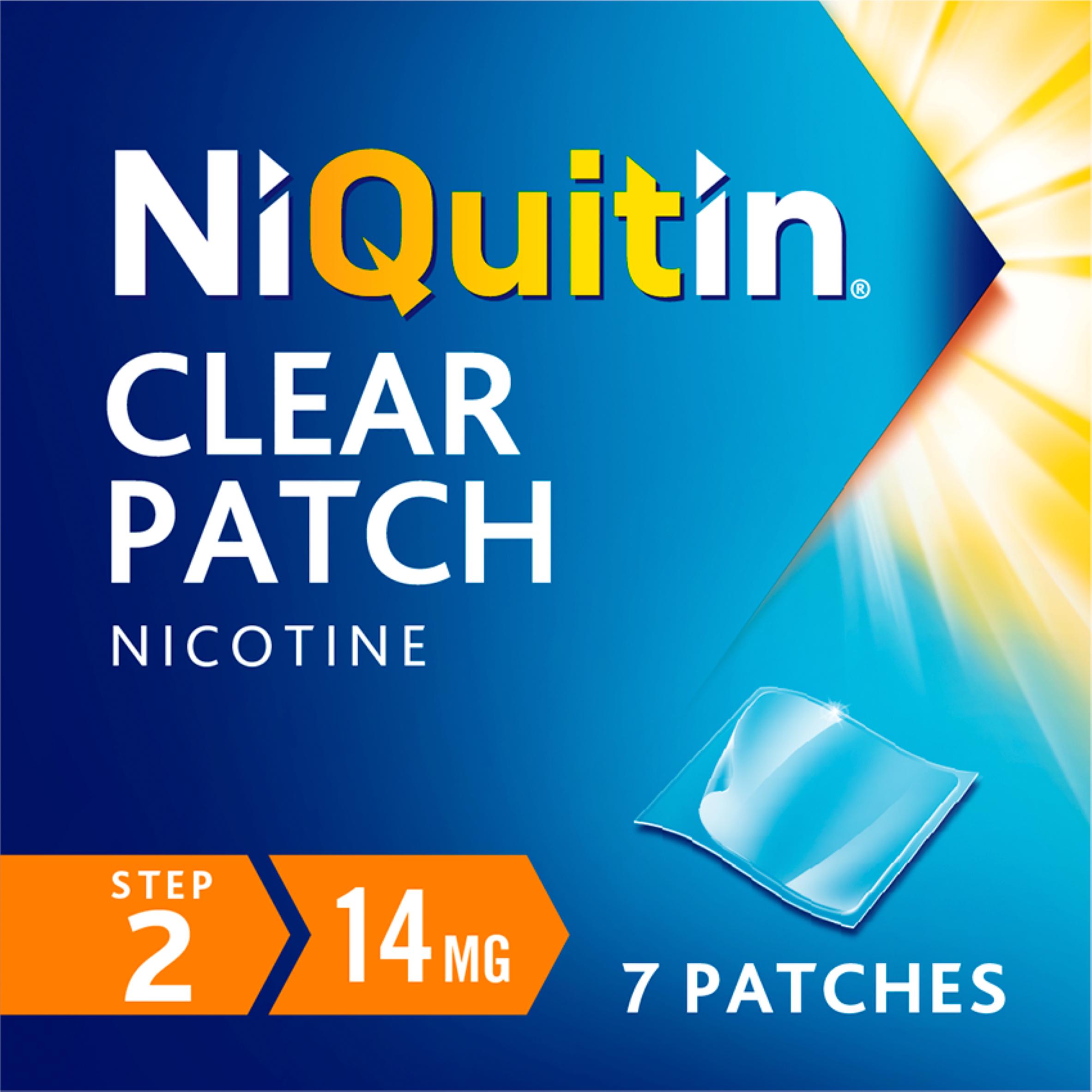 NiQuitin Clear Patch Step 2 Quit Smoking Aid - 7 Nicotine Patches for 1 Weeks Treatment 14mg thumbnail 2