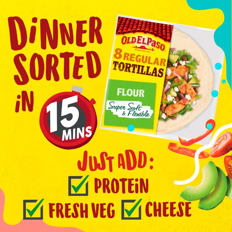Old El Paso Mexican Regular Soft Flour Tortilla Wraps x8 326g thumbnail 2