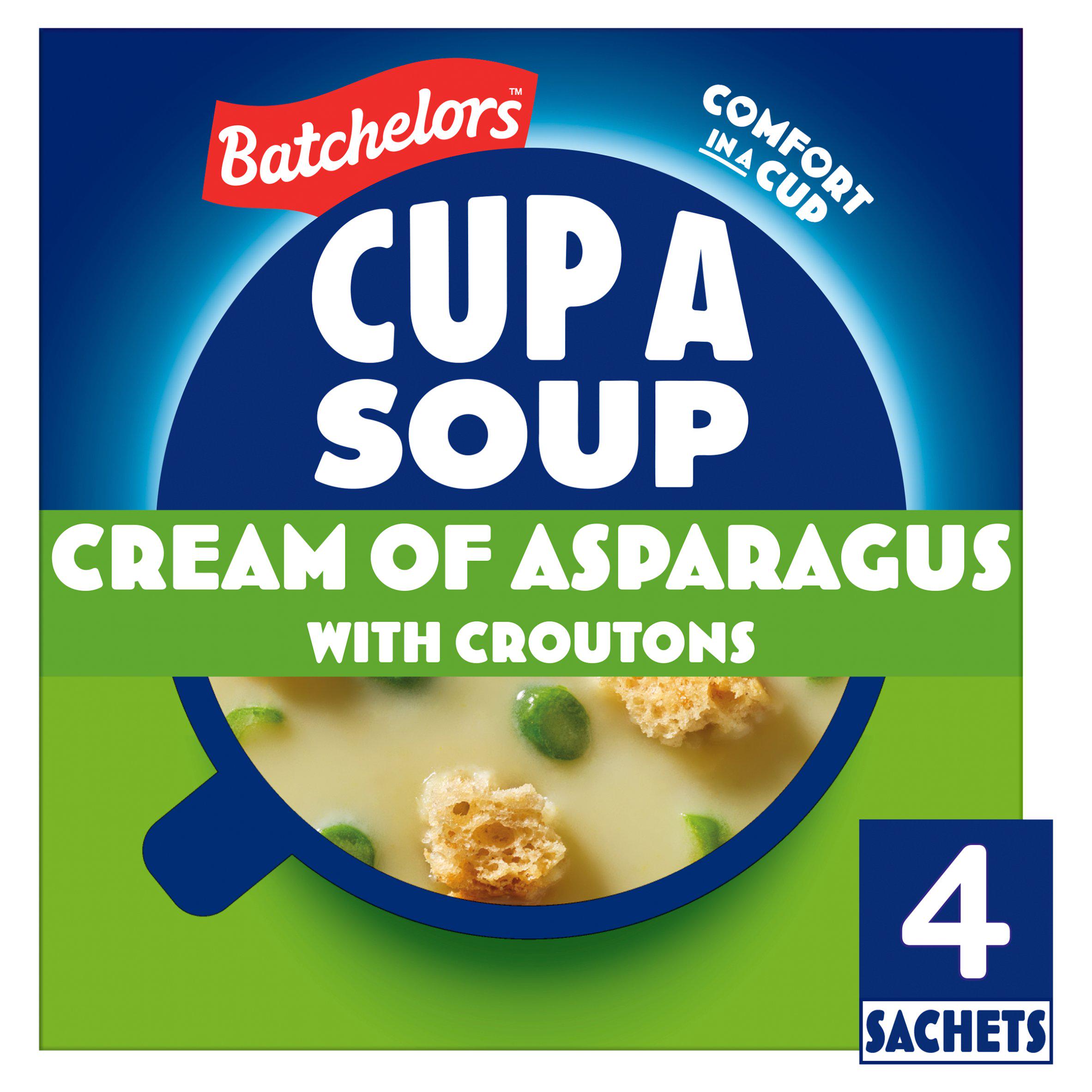 Batchelors Cup a Soup, Cream of Asparagus with Croutons x4 117g