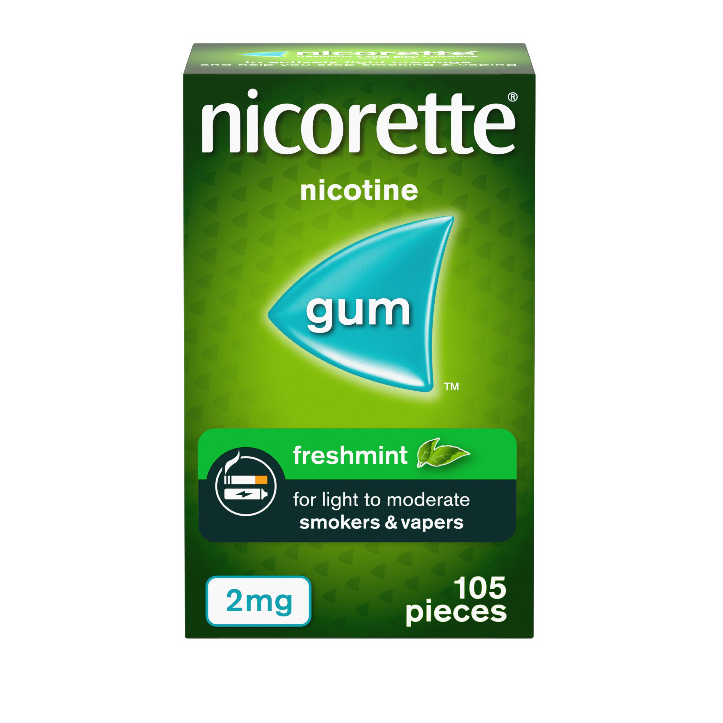 Nicorette Freshmint Gum Pieces Quit Smoking Aid x105 2mg