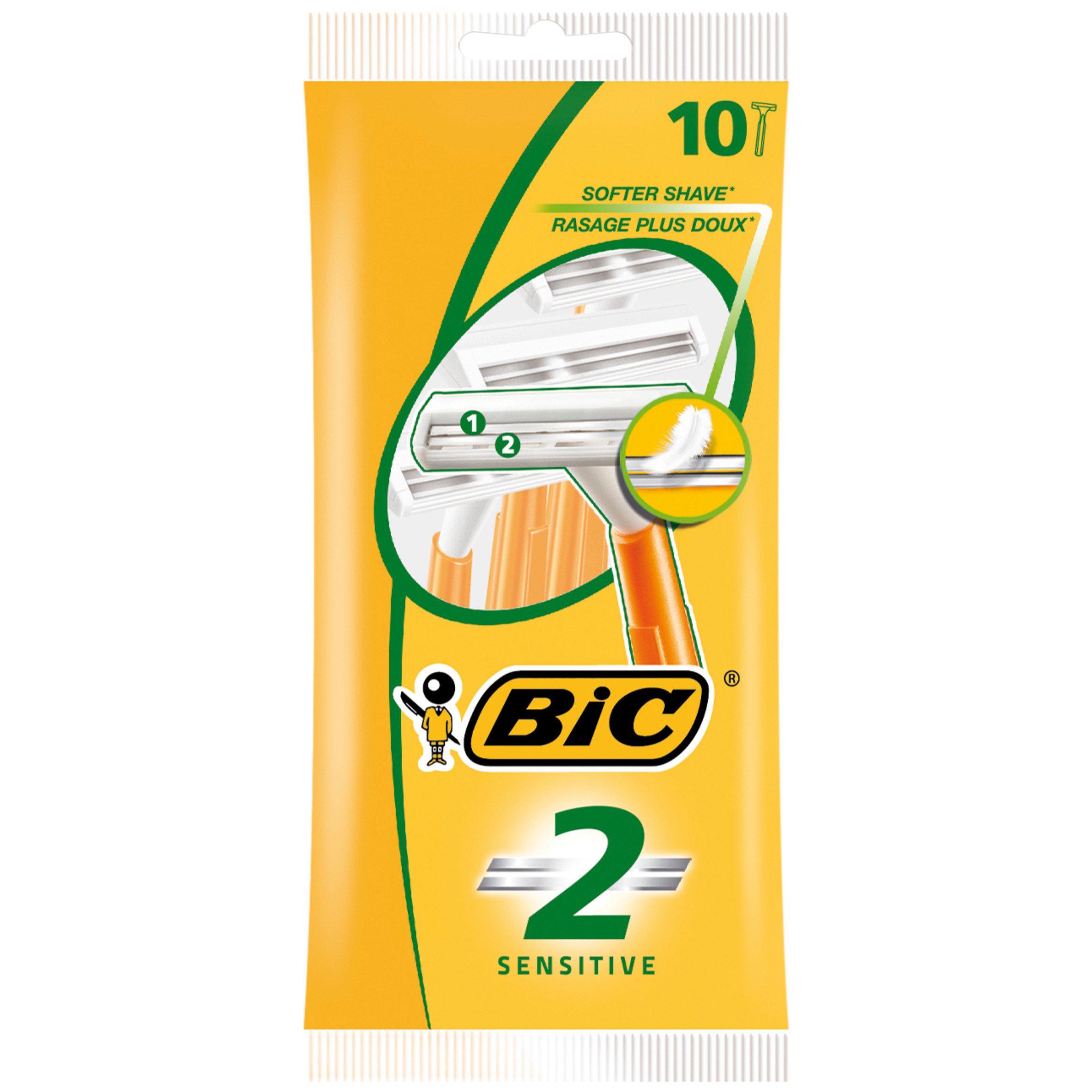 BIC 2 Sensitive Disposable Mens Razor 10 Pack