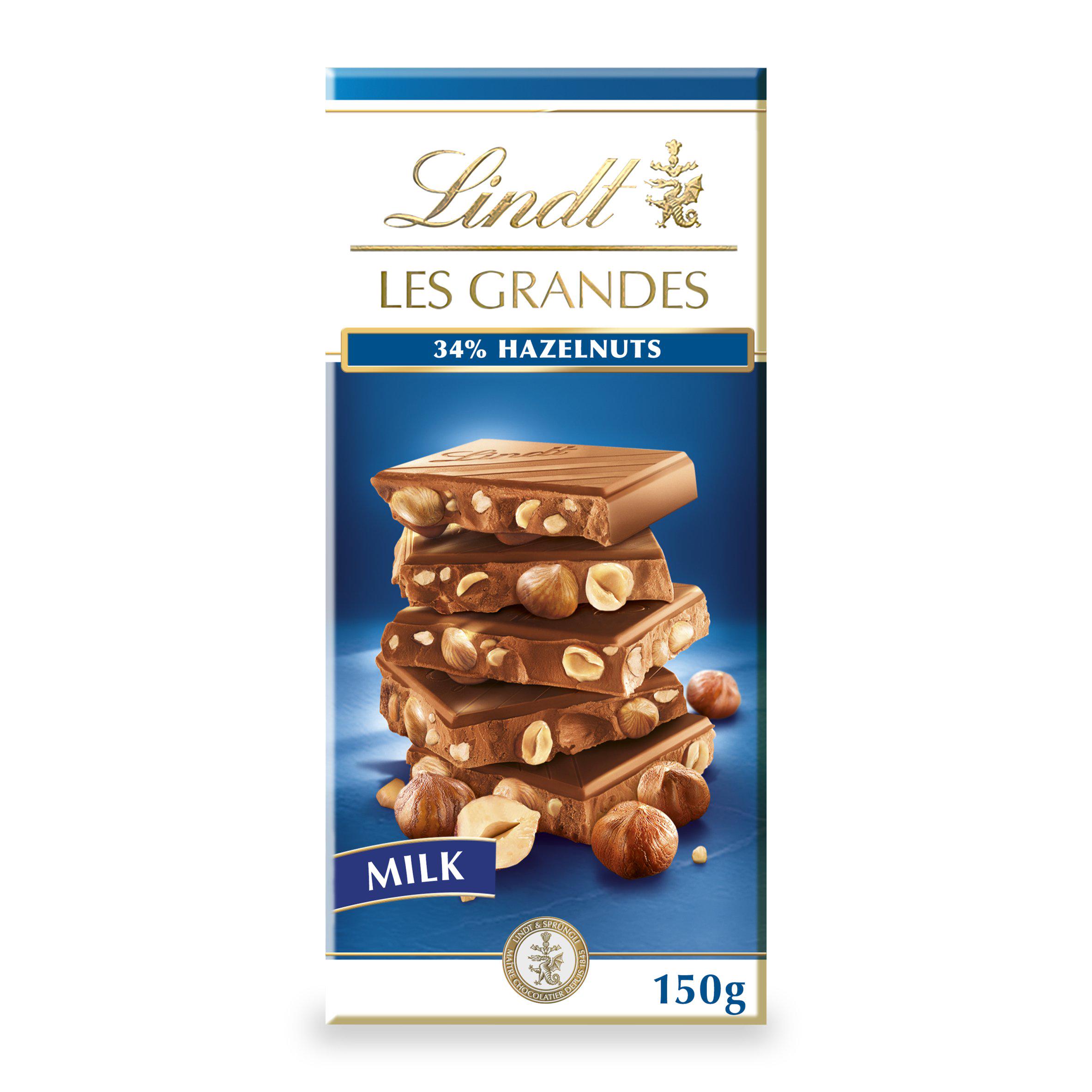 Lindt Les Grandes Hazelnuts Milk Chocolate Bar