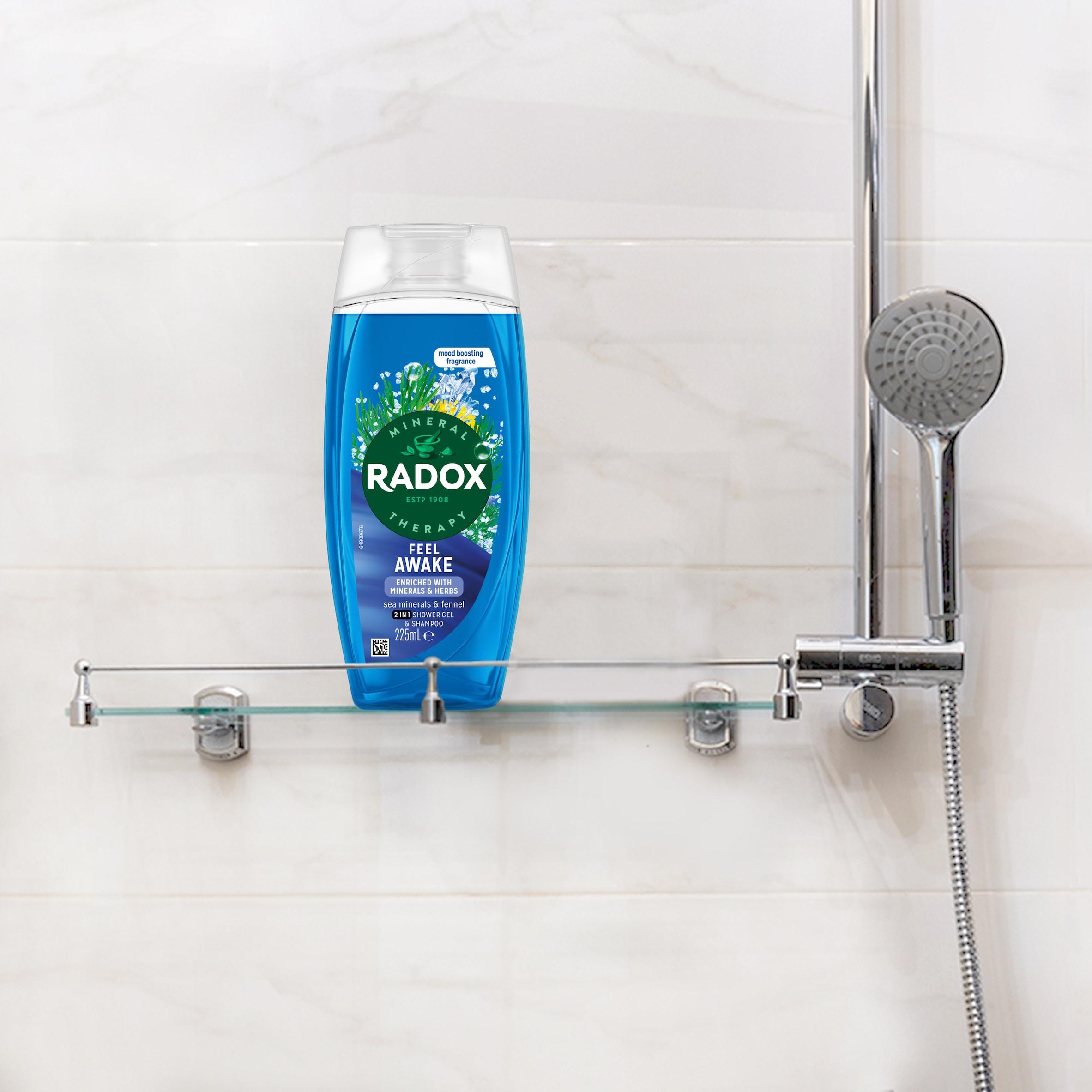 Radox 225ml Feel Awake Sea Minerals 2 in 1 Shower Gel & Shampoo thumbnail 4