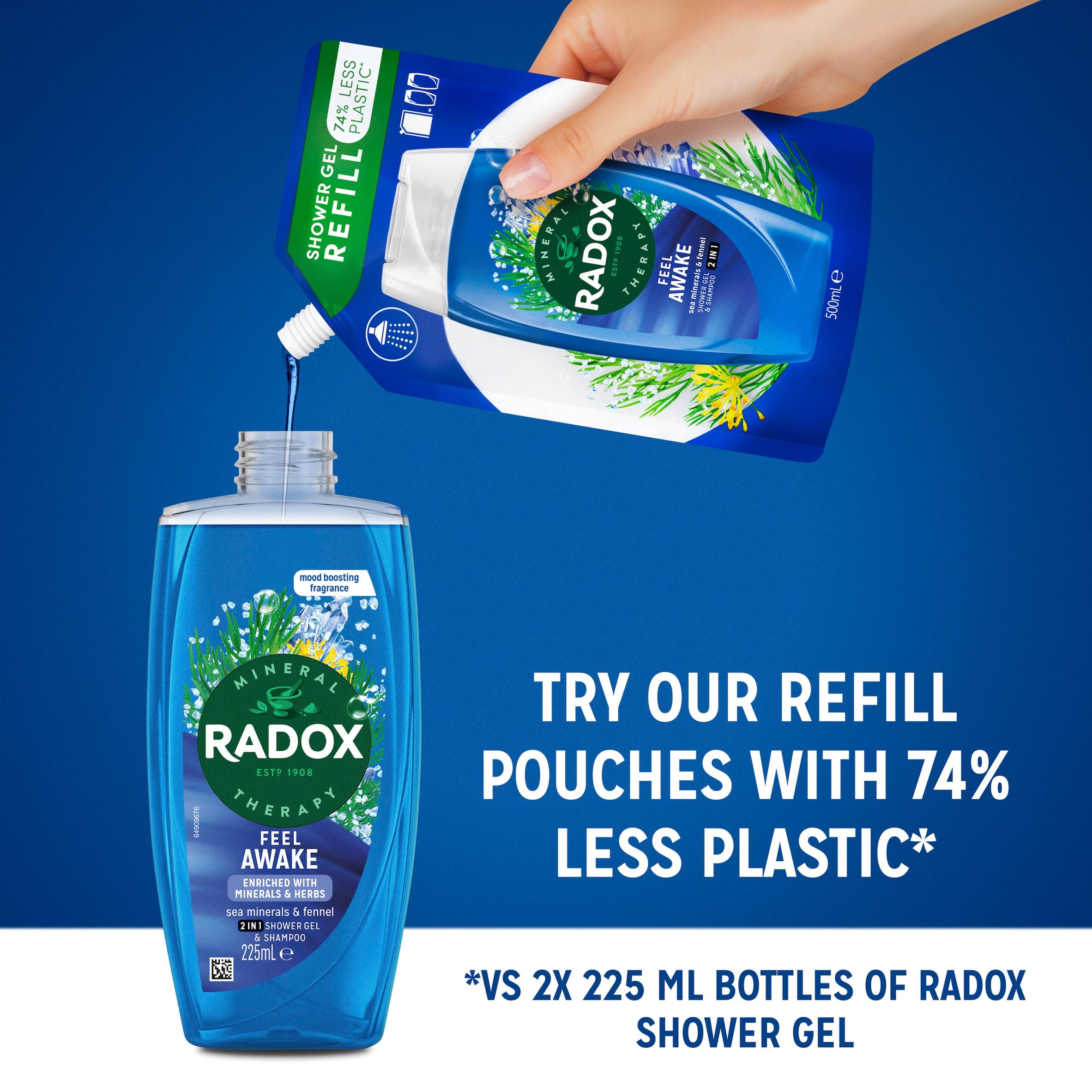 Radox 225ml Feel Awake Sea Minerals 2 in 1 Shower Gel & Shampoo thumbnail 6