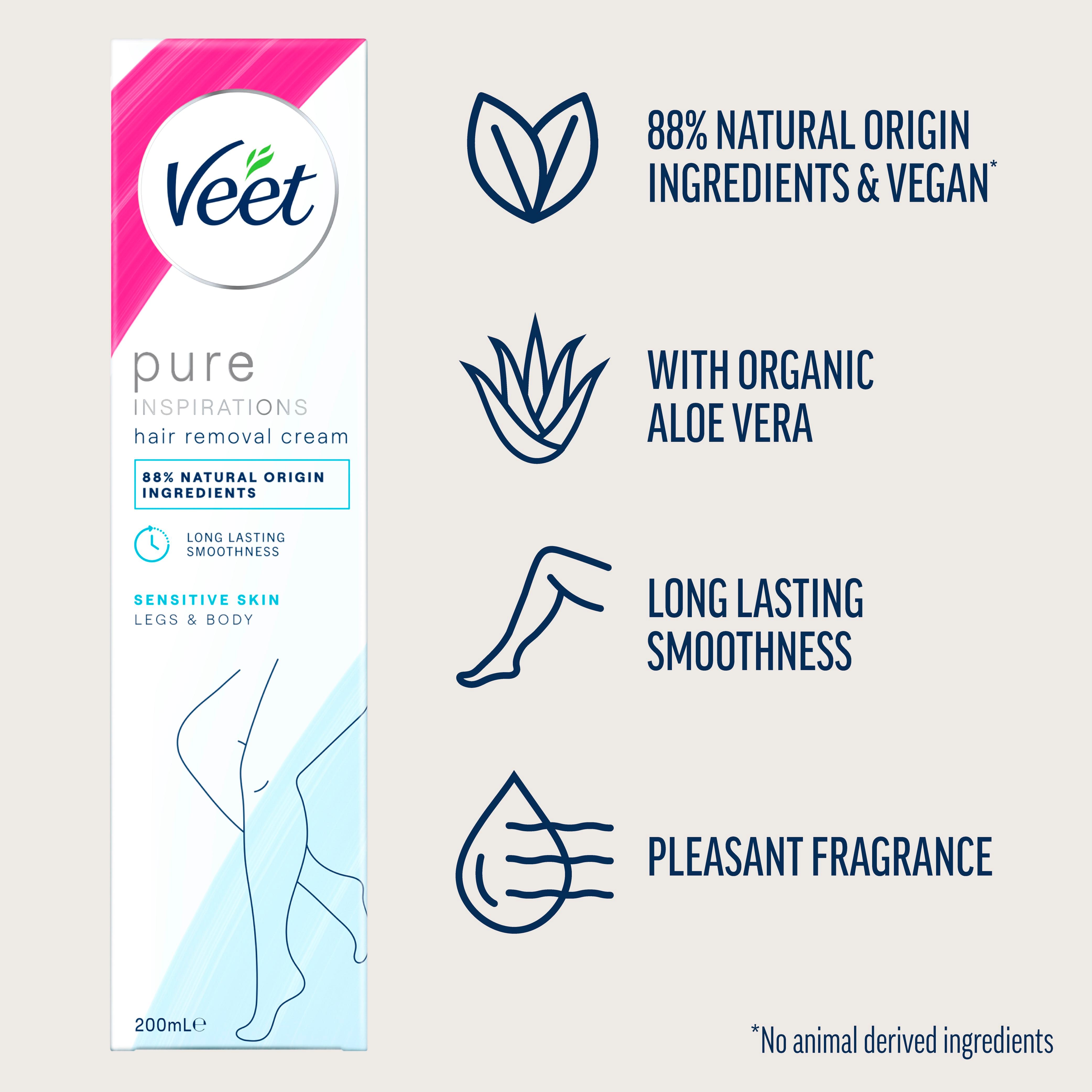 Veet Pure Hair Wax Cream Body & Legs for Sensitive Skin 200ml thumbnail 2