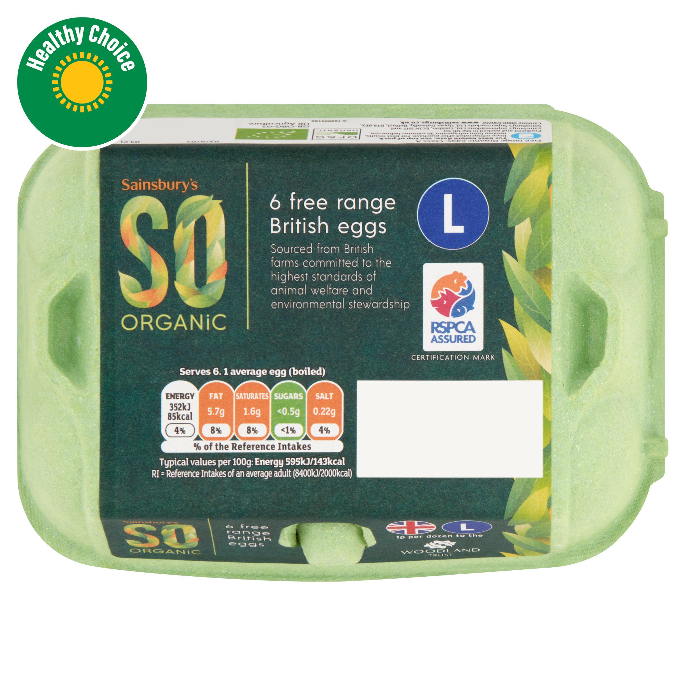 Sainsbury's Woodland Free Range Large Eggs, SO Organic x6