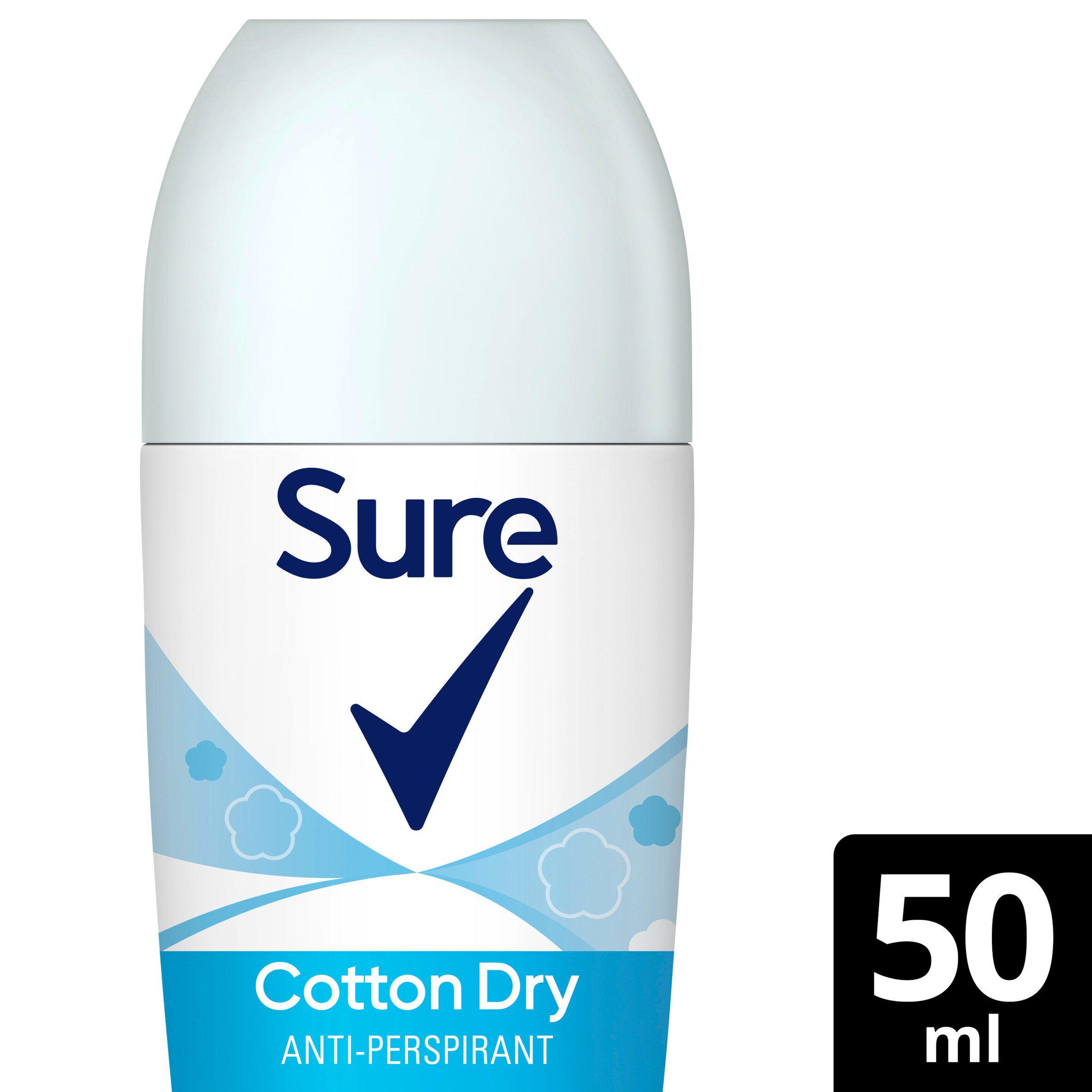 Sure Women Anti-Perspirant Roll-On Deodorant, Cotton Dry 50ml