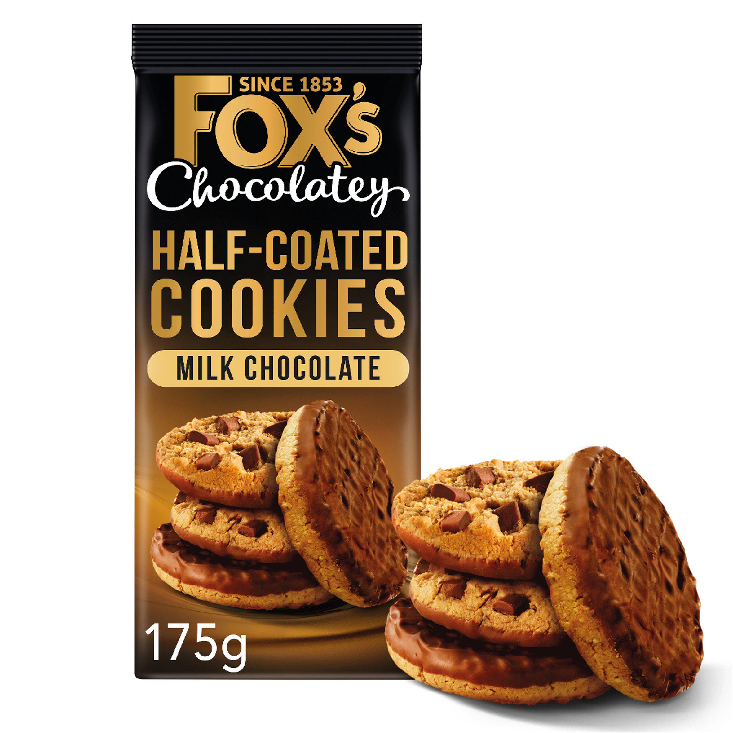 Fox's 175g Chocolatey Biscuits Half Coated Milk Chocolate Cookies