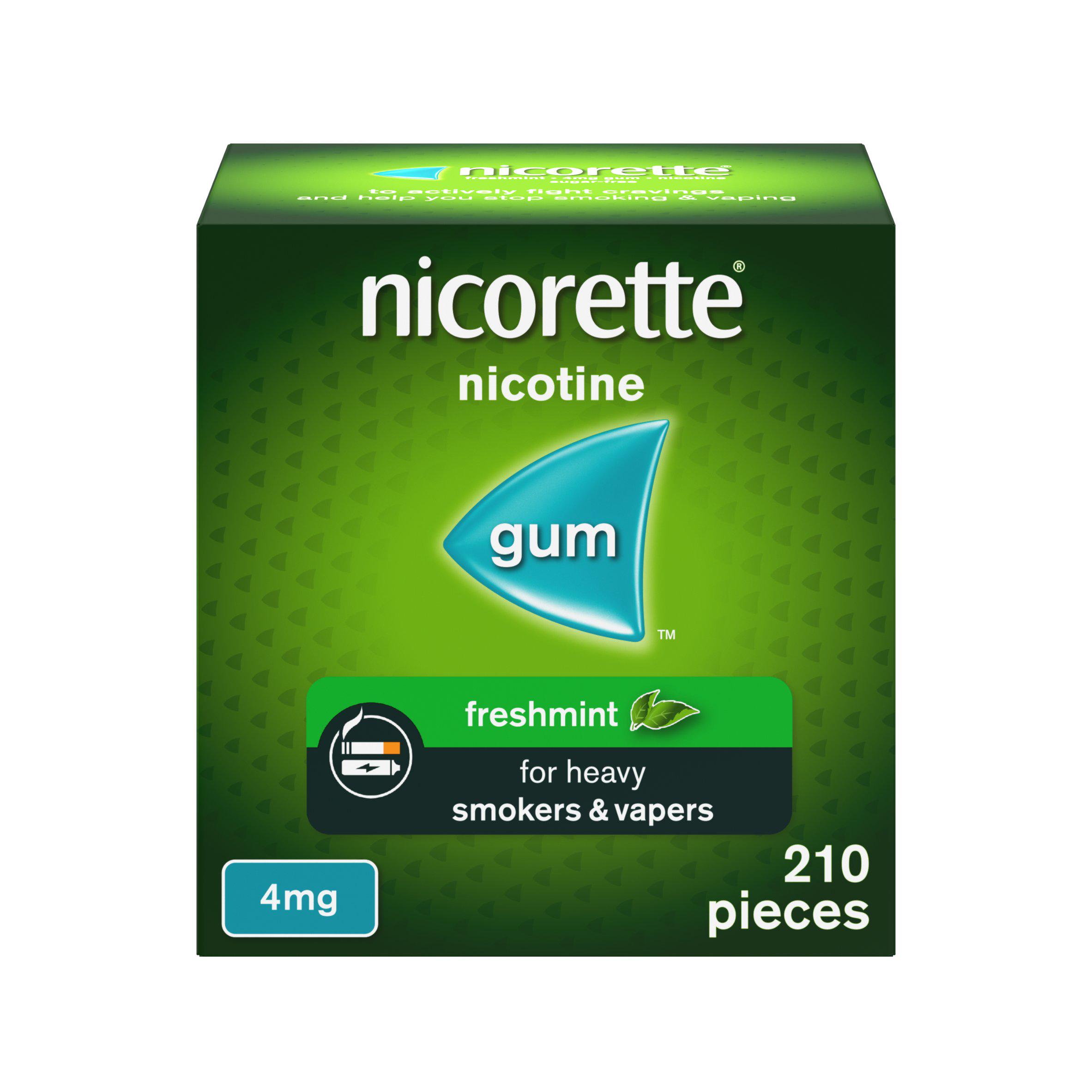 Nicorette Freshmint Chewing Gum - 4mg, x210 Pieces (stop smoking aid)